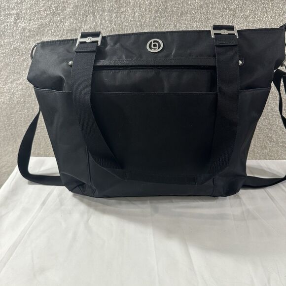 Baggalini Black Nylon Handbag, Small Tote Bag, Purse Shoulder Bag Pockets￼ - Picture 3 of 15